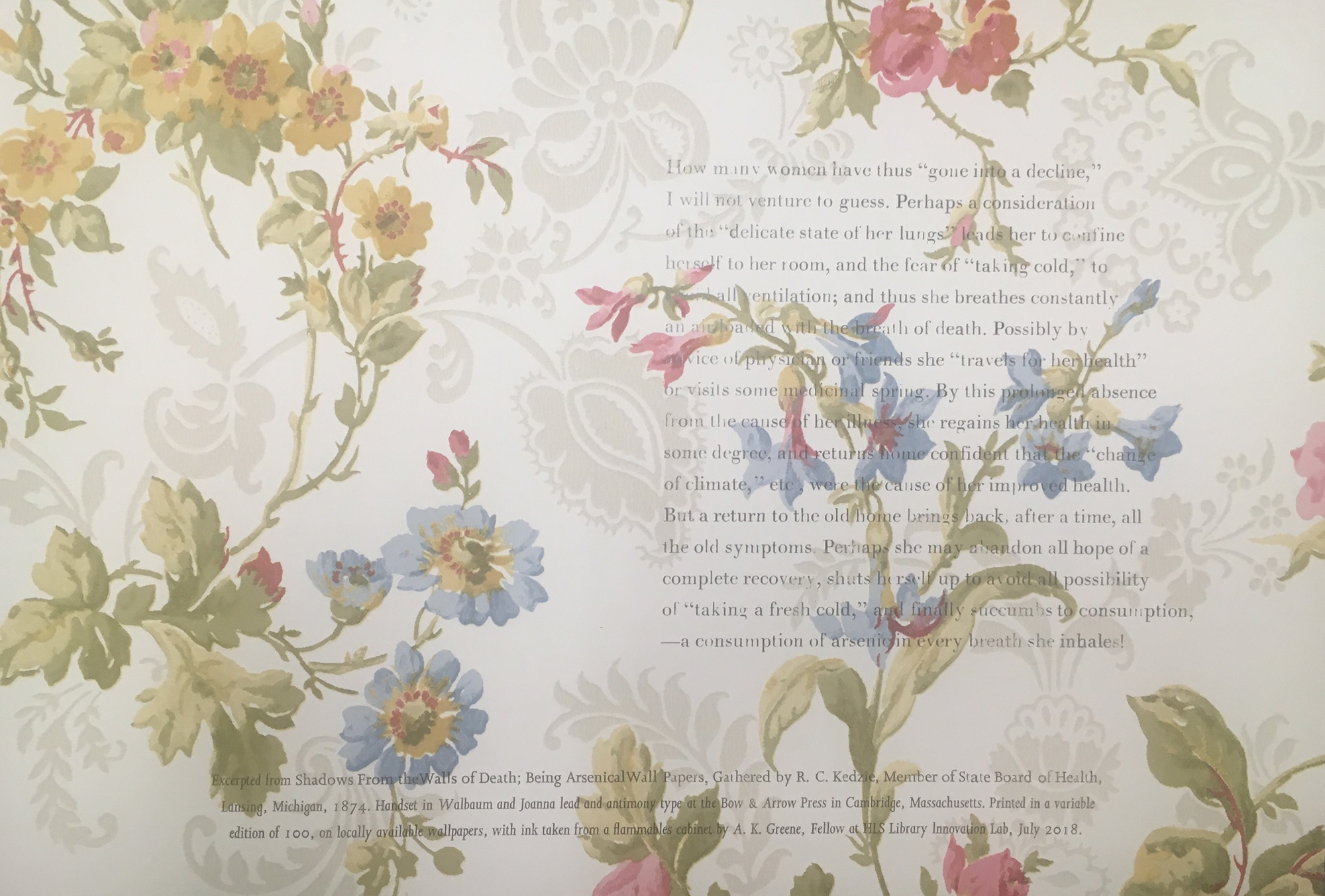 Arsenic Wallpaper Broadside by Kendra Greene of Greene Ink Press