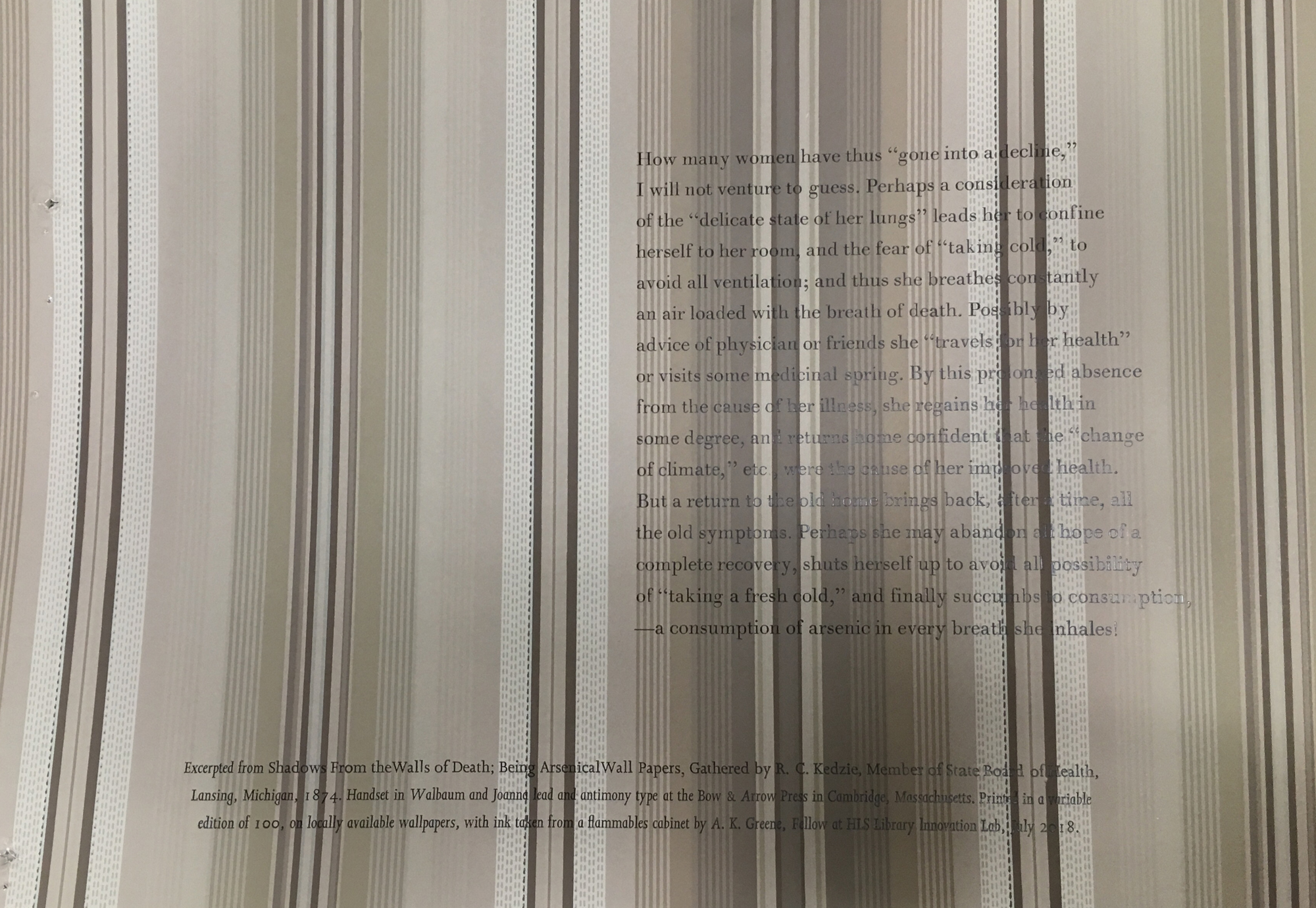 Arsenic Wallpaper Broadside by Kendra Greene of Greene Ink Press